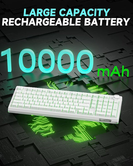 SOLAKAKA KI99 Pro 96% Wireless Mechanical Keyboard, RGB Gaming Keyboard, Hot-Swappable Pre-Lubed Switches, Gasket Structure Creamy Keyboards (Contour-Style White, Non-Silent Version)