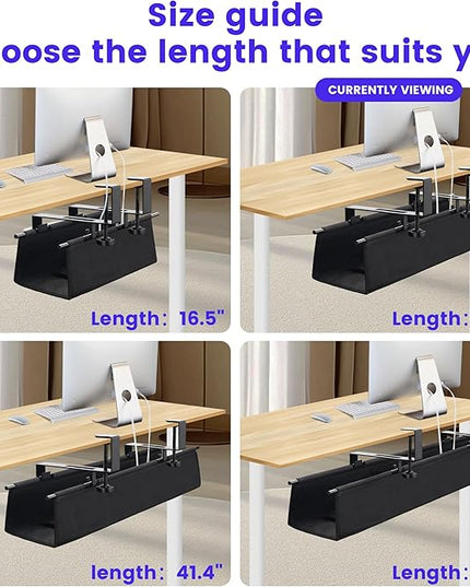 Under Desk Cable Management Tray Storage with Clamp for Wire Management Cord Organizer No Drill 28.3" for Office Home