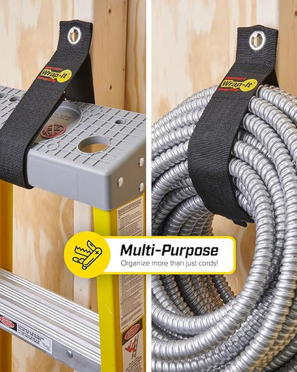 Heavy-Duty Wrap-It Storage Straps, 28-inch (2 Pack) - Hook and Loop Garden Hose Hanger, Pool Cord Storage Organizer for Cords, Tow Rope, Building Materials, RV and Garage Organization