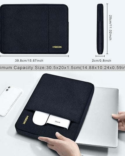 Hseok Laptop Case 15.6 Inch Sleeve, Shockproof Protective Water Repellent with Accessory Pocket,Compatible with Mac Pro 16 inch 2025-2019, Sleeve Bag for Most 15 15.6 16 Notebooks,Black