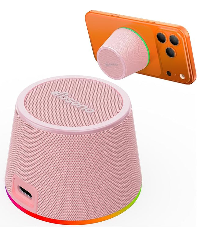 Small Bluetooth Speaker Gifts for Teens: Valentines Gifts for Him Her, 3 IN 1 Portable Magnetic Speaker with 9-Mode Lights, Waterproof Phone Stand for Desk, Cool Birthday Gadget Gifts for Adults