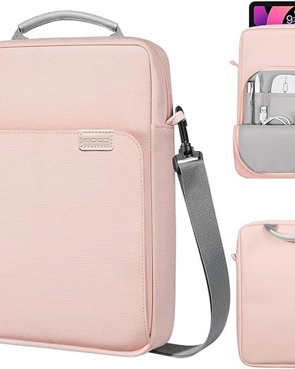 MoKo 9-11 Inch Tablet Sleeve Bag Handle Carrying Case with Shoulder Strap Fits New 11-inch iPad Pro M4/iPad Air M2, iPad 10th 10.9, iPad 9/8/7th 10.2, iPad Air 5/4th 10.9, Tab S8/S9 11, Pink