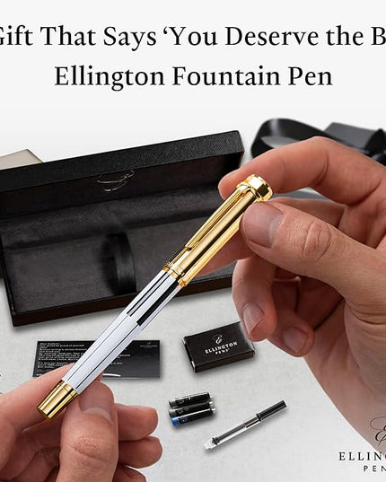 Ellington Pens Luxury Fountain Pen Set - Smooth Medium Nib- Includes 3 Ink Cartridges, Refillable Ink Converter, Gift Box- Fountain Pens For Writing, Calligraphy, Journaling, Sketching (Master Chopin)