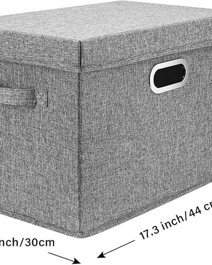 TYEERS Large Storage Bins with Lids, Collapsible, Washable, Fabric Storage Boxes for Organizing, 17.3x11.8x11.4 inches, 3 Pack, Gray