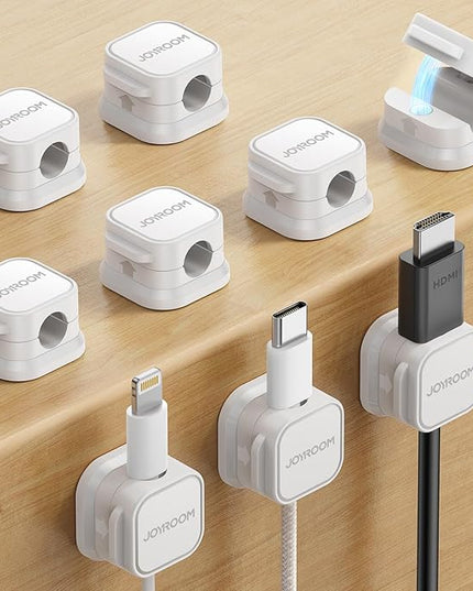 9 Pack Magnetic Cable Clips [Cable Smooth Adjustable] Cord Holder, Under Desk Cable Management, JOYROOM Adhesive Wire Holder Keeper Organizer for Home Office Desk Phone Car Wall Desktop Nightstand