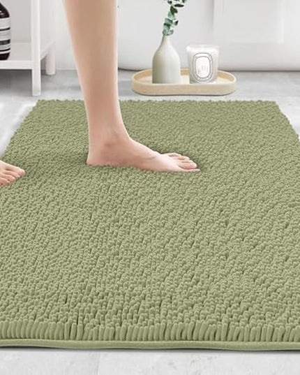 MAYSHINE Plush Shaggy Chenille Bath Mat | Extra Soft, Super Absorbent, Non-Slip Bathroom Rug | Fluffy Microfiber, Area Rug Sets for Bathroom Floor, Kitchen, Living Room | 59"x31" | Sage Green