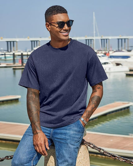 COOFANDY Men's Cotton T-Shirts Oversized Shirt Short Sleeves Streetwear Loose Fit Summer Tee Tops Washed Basic Unisex Shirts