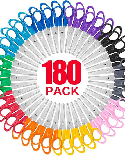 Toidgy 180 Packs Kids Scissors, 5 Inch Scissors Bulk for School, Blunt Tip Scissors for Kids Student Teacher, Safety Scissors for Preschool Classroom Office Home, School Supplies Craft Cutting Paper
