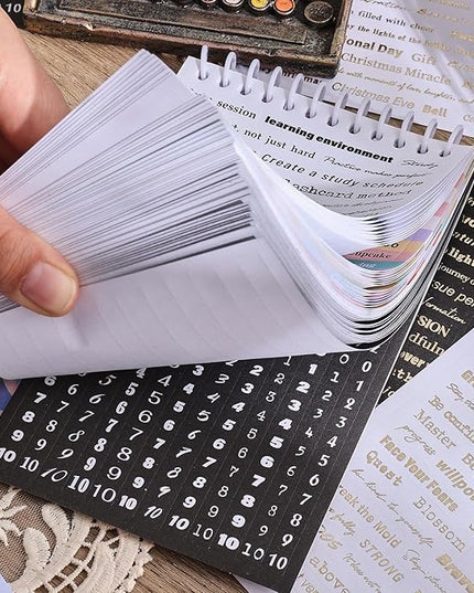3000+ Pcs Word Stickers for Journaling, 50 Sheets Gold Foil Art Scrapbook Quote Stickers for Junk Journal, Scrapbooking Supplies Small Talk DIY Decorative Gift for Women Teen Girls