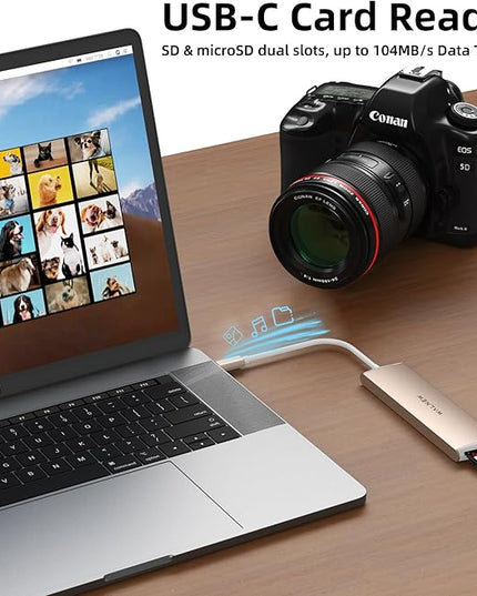 WALNEW 7 in 1 USB-C Hub with 4K HDMI,100W PD,5Gbps Data Port(1 Type-C & 2 USB 3.0),SD/TF Reader, Thunderbolt 4 Dock Multiport Adapter for MacBook Pro Air,Mac,iPad 10/Mini 6,Surface (Starlight)