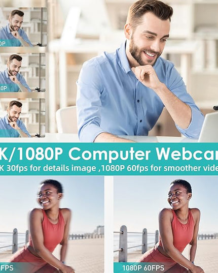 saylas 2K Webcam with Microphone, 78°FOV FHD Streaming Camera with 2K/30fps, 1080P/60fps, Privacy Cover, Plug & Play USB Web Cam, Autofocus, Webcam for PC, Computer Web Camera for Laptop, Mac, Zoom
