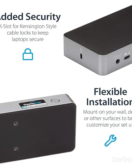 StarTech.com USB-C / USB-A Hybrid Docking Station for MacBook Pro / Air M1 M2 M3 M4 & Windows, Universal Dual 4K 60Hz HDMI DP Dock, Thunderbolt Compatible, 60W Laptop Charging