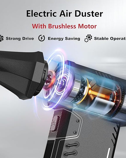 SDFM Compressed Air Duster - 180,000 RPM Snow Blower - with Brushless Motor, 3-Gear Adjustable Air Duster - for Keyboard, PC, Car, Air Bed, and Home Cleaning (X15)