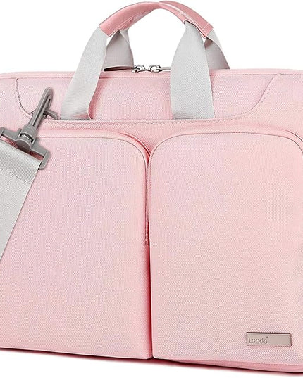 Lacdo 360° Protective Laptop Shoulder Bag, 14 inch Laptop Sleeve Bag for 14 inch New MacBook Pro M5/M4/M3/M2/M1 Chips Pro Max A3434 A3112 A3401 A3185 A2918 A2992 2025-2021 Computer Messenger Bag, Pink