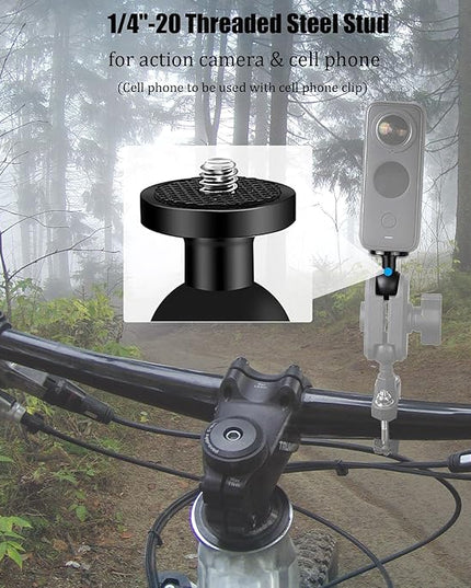 2PC Aluminum Alloy 1" Ball Mount Adapter with 1/4"-20 Threaded Stud for Insta360 One X3, X2, X, R, RS, GoPro, DJI OSMO Action Camera ,Compatible with RAM Ball Head Mounts B Size Double Socket Arm