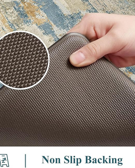 Collive Kitchen Mats for Floor 2 Piece, Abstract Cushioned Anti Fatigue Rugs Non Slip Waterproof Kitchens Sink Mat, Blue Modern Standing Mat for Bar, Office, Desk, Home Decor, 17"x29"+17"x47"