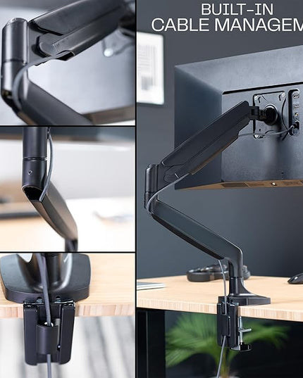 VIVO Premium Aluminum Heavy Duty Single Monitor Arm for Ultrawide Monitor up to 40 inches and 30 lbs, Desk Mount Stand, Pneumatic Height, Max VESA 100x100, Black, STAND-V110Q