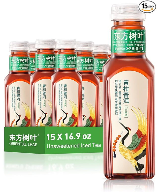 ORIENTAL LEAF Unsweetened Iced Tea – Bottled Ganpu Tea, 16.9 FL oz bottles (Pack of 15), Sugar Free, 0 Calories