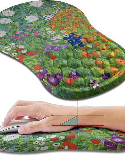 Hokafenle Ergonomic Mouse Pad Wrist Support, Wrist Rest Mousepad for Carpal Tunnel Pain Relief with Integrated Memory Foam Slope Massage Bulge (11.8x7.9 inch,Cute Floral