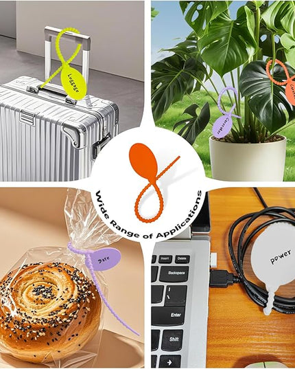 Cable Labels-Reusable Zip Tie, 20Pack Silicone Cord Organizer Writable Label Ties, Handwriting Cable Ties for Bundle Compatible Tags, Adjustable Cord Straps Cable Management Wire Tags for Home, Office