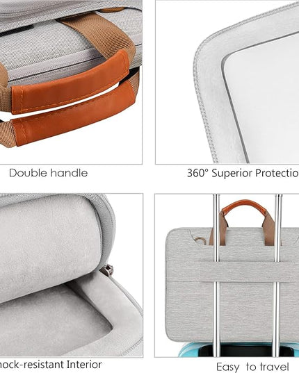 Lacdo 360° Protective Laptop Shoulder Bag for 13 inch New MacBook Air M4 A3240 2025, M3 A3113, M2 A2681, M1 A2337 A2179 A1932 2024-2018 | 13 inch MacBook Pro M2 M1 A2338 A2251 A2289 Computer Bag, Gray