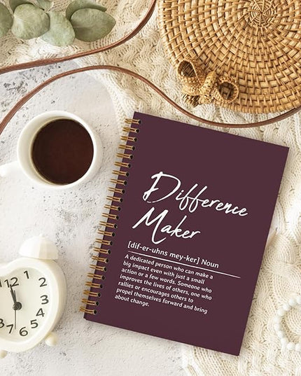 OXW Burgundy Notebooks for Work, Difference Maker Gift Meeting Notebook Journal for Writing, Employee Appreciation Gifts, Thank You Gifts for Women Men Leader Mentor Boss Manager, 5.5"x8.3"