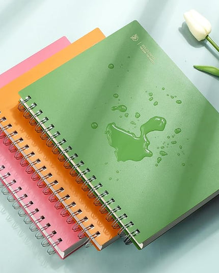 EMSHOI B5 Spiral Notebook College Ruled Lined Journal, Large 7.48" X 10.15", 300 Pages/150 Sheets, 100gsm Thick Paper, Waterproof Hardcover, for Office School Women Men Work Writing Notes-Green