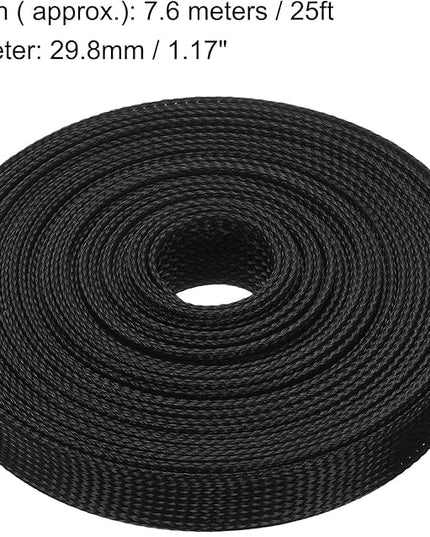 uxcell Expandable Sleeving,1 3/16-inch 25ft Cable Sleeve, Black