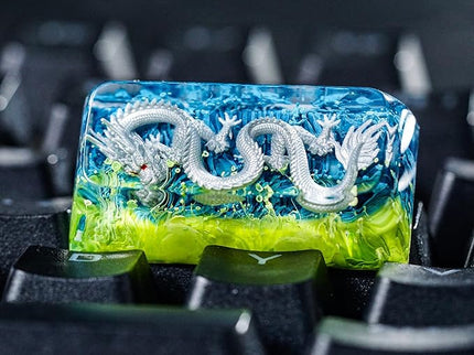 Fantasy Dragon Artisan Keycap R1 SA Profile Custom Fantasy Dragon Keycaps 2U Backspace Handmade Gaming Resin Key Cap Cherry MX Switch Compatible Mechanical Keyboard Dragon Lover Gift
