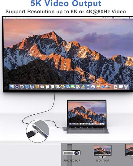 USB C Adapter for MacBook Pro/Air M1 M2 M3 2021 2020 2019 13" 15" 16", 6 in 1 USB-C Hub MacBook Pro Accessories with 3 USB 3.0 Ports,USB C to SD/TF Card Reader and 100W Thunderbolt 3 PD Port