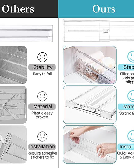 Vtopmart 10 Pack 6" Tall Upgrade Drawer Dividers for Big and Deep Drawer, 12.8"-22.3" Adjustable Expandable Dresser Drawer Organizer, Clear Plastic Separators for Dresser, Baby Supplies, Kitchenware