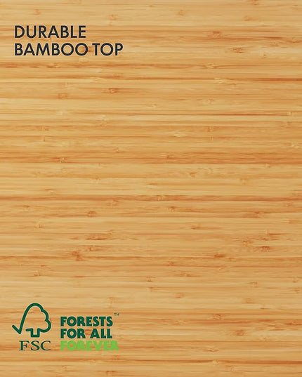 FlexiSpot E6 Bamboo 3-Stage Dual Motor Electric Standing Desk 55 x 28 Sit Stand Up Desk, Holds 220 lbs, Adjustable Height w/ Memory Presets, Solid Bamboo Desktop & Black Frame, Ships in 2 Boxes