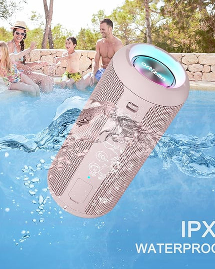 Ortizan Portable Bluetooth Speakers, IPX7 Waterproof Wireless Speaker with 24W Loud Stereo Sound, Deep Bass, Bluetooth 5.3, RGB Lights, Dual Pairing, 30H Playtime for Home, Outdoor, Party