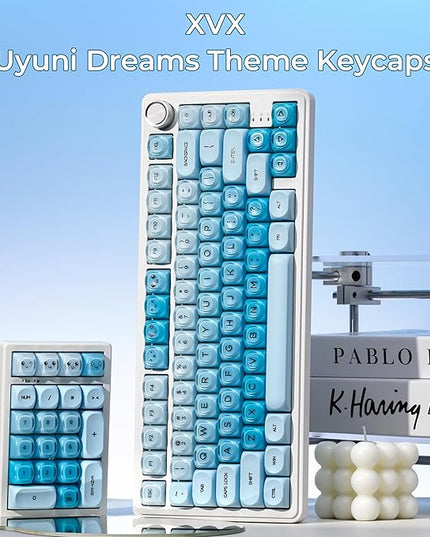 OHY PBT Keycaps, XVX Blue Jelly HOA Profile Key Cap, 132-Key Cute Custom Keycaps (for Mechanical Keyboards with Cherry/Gateron MX Switches)-Uyuni Dreams(ONLY KEYCAPS)