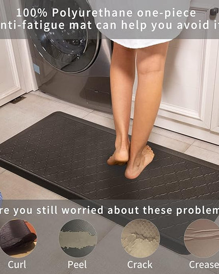 24 x 60 Inch Extra Support Anti Fatigue Comfort Kitchen Mat, Waterproof Long Kitchen Runner, Non-Slip Standing Desk Mat, Commercial Pads for Offices, Home, Garages (Barcelona Brown, 24'' x 60'')