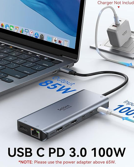 Selore Laptop Docking Station Dual Monitor, USB C Hub,USB C Docking Station with Dual HDMI,DP,10G USB A/C,100W PD,5 USB A/C Ports,Triple Display Laptop Docking Station for Dell,Hp,Lenovo,MacBook.etc