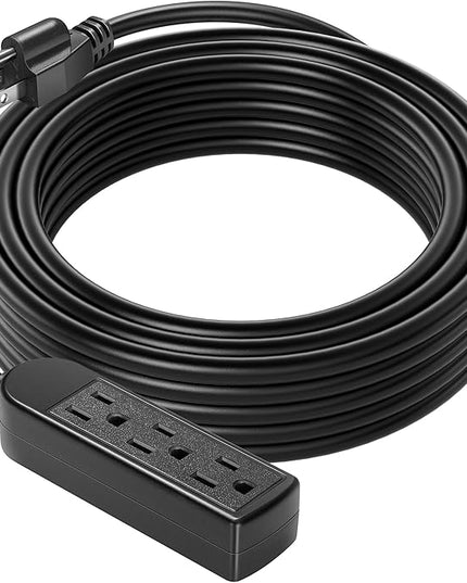 VIVOSUN 50 ft Extension Cord, 3-Outlet Power Strip with 1800W Surge Protection, 15A 14 AWG, Flat Heavy Duty Extender for Indoor Outdoor Use, Garden Home Office, Black