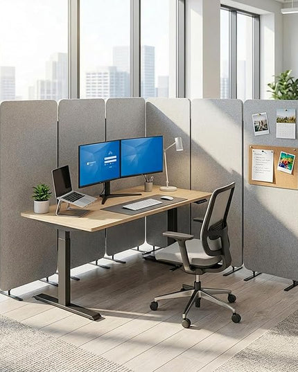 VIVO Freestanding 145 x 66 inch Privacy Panel System, Cubicle Divider, Acoustic Wall Partition, x6 24 inch Panels, Gray, PP-KIT-T145G