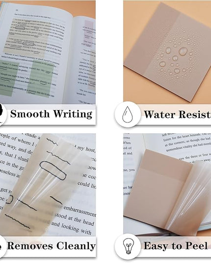 Transparent Sticky Notes, 3"x3" Cute Translucent Page Flags Book Markers Stickers, Planner Accessories Sticky Notes, Office School Bible Journaling Study Supplies