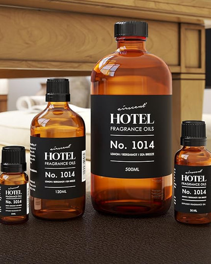 AirScent Hotel Diffuser Oil No. 1014 Inspired by The Iconic 5-Star Hotel Coastal Blend - Lemon Bergamot Sea Breeze - 10 mL .34 fl oz - Fragrance Oil for Ultrasonic and Waterless Diffusers and Crafting