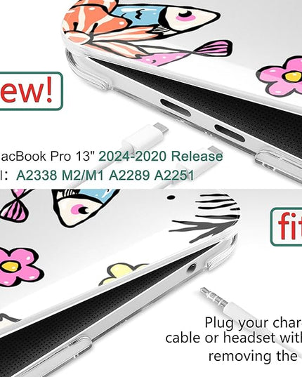 DONGKE Compatible with MacBook Pro 13 inch Case 2024 2023-2020 Release A2338 M2/M1 A2251 A2289 with Retina Display & Touch ID, Plastic Hard Shell & Keyboard Cover & Screen Film - Sardine
