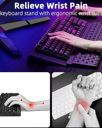 Ospelelf Keyboard Stand with Wrist Rest, Comfy Ergonomic Keyboard Riser Holder for Office Home