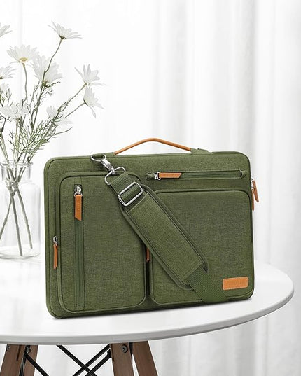 MOSISO 360 Protective Laptop Shoulder Bag,13-13.3 inch Computer Bag Compatible with MacBook, HP, Dell, Lenovo, Asus Notebook,Side Open Messenger Bag with 4 Zipper Pockets&Handle, Olive Green