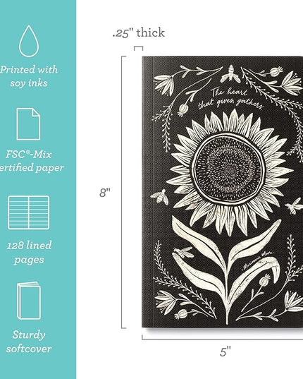 Compendium Softcover Journal - The heart that gives, gathers. – A Write Now Journal with 128 Lined Pages, 5″W x 8″H