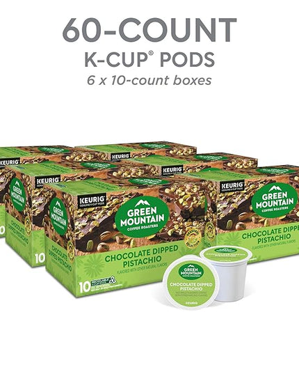 Green Mountain Coffee Roasters Chocolate Dipped Pistachio, Single-Serve Keurig K-Cup Pods, 6 Boxes of 10 (60 Count Total)