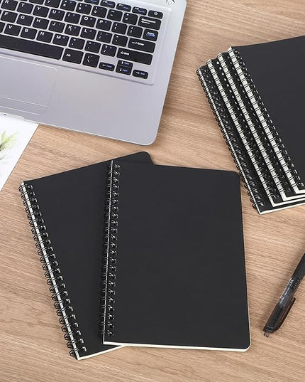 miikoul 100 Packs A5 Spiral Notebooks, Black Ruled Notebooks Bulk, 8.3"×5.5", 60 Sheets/120 Pages, Hardcover Lined Journal Notepad Travel Notebooks for Office and Back to School Supplies
