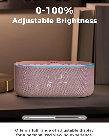 Wireless Charging Alarm Clock Radio: Qi Certified Fast Wireless Charger for iPhone Samsung - 10W Stereo Bluetooth Speaker - Dimmable Digital Clock with FM Radio for Bedroom Pink