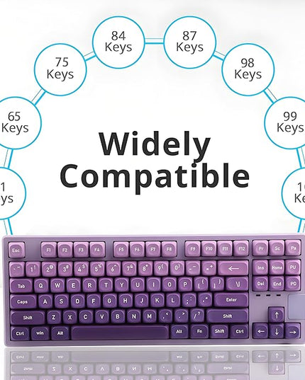 134Keys PBT Keycaps MOA Profile Key Cap for Cherry Gateron MX Switches Mechanical Keyboards Key caps (Gradient Purple)