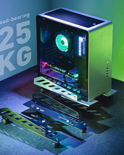 AGPTEK CPU Stand, Computer Tower Stand Adjustable Length(15.7"-20")and Adjustable Width (6.3"-11.8") with 2 Locking Wheels and 2 Caster Wheels, UPC Steel Rolling Stand Computer Stand for Desktop Tower