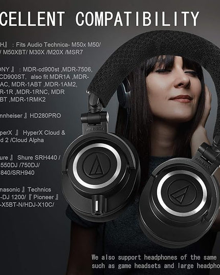 GEVO Replacement Headphone Headband Cover for AKGs, Senheiser, Sony,ATH,Audio-Technica,Shure,Panasonice Headsets,Headband Cushion Easy Installation No Tool Needed(Black)
